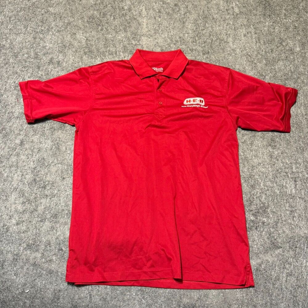 Heb Mens Employee Polo Shirt Size M Red Manager Worker Em Embroidered